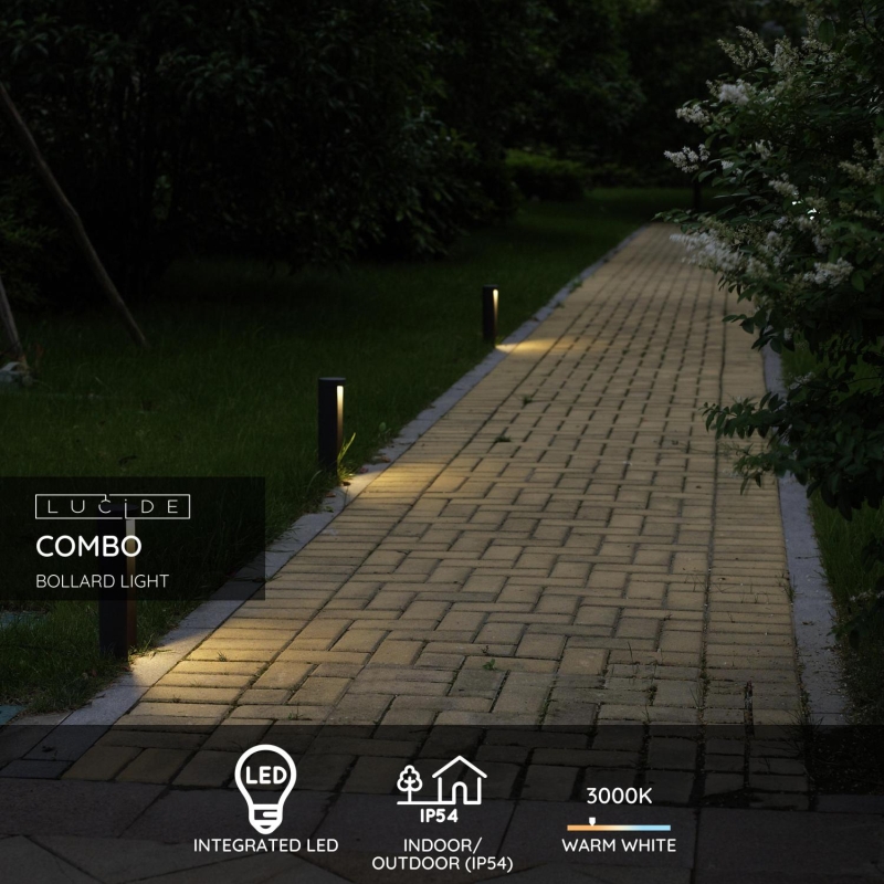 Lucide COMBO - Stĺpové svietidlo Vonkajšie - Ø 9 cm - LED - 1x9W 3000K - IP54 - Čierna